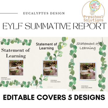 Preview of EYLF portfolio summary of learning report preschool eucalyptus decor