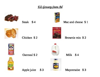 Preview of EZ Grocery Store Ad Math Worksheets