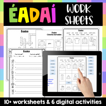 Preview of Gaeilge Éadaí Worksheet Pack