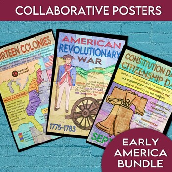 Preview of Early America Poster Activities: 13 Colonies, American Revolution, Constitution