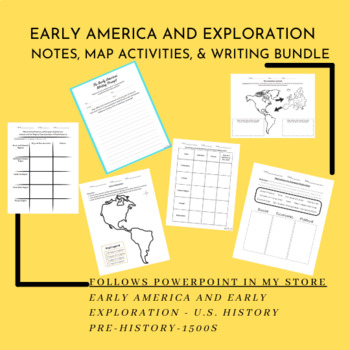 Preview of Early America & Exploration Resources: Notes, maps, writing, and more!