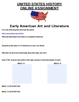 american art and literature assignment quizlet
