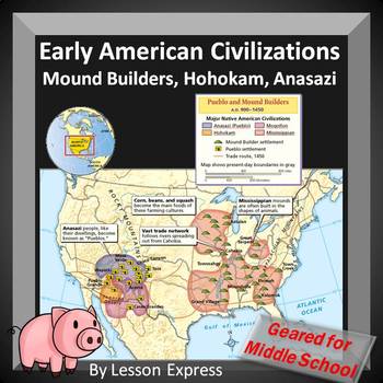 Preview of Early American Civilizations, Mound Builders, Hohokam and Anasazi reading