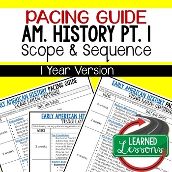 Preview of Early American History Pacing Guide, Goes with American History Mega Bundle