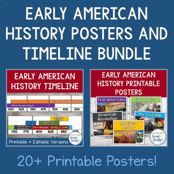 Preview of Early American History Posters + Timeline Bundle | First Americans to Civil War