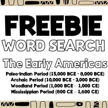 Preview of Early American History | The Early Americas Word Search. Freebie.