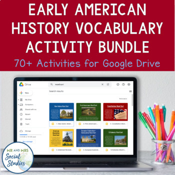 Preview of Early American History Vocabulary Activities for Google Drive | US History