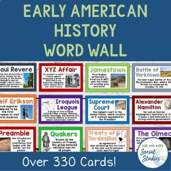 Preview of Early American History Word Wall Bundle | First Americans to Civil War