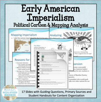 Preview of Early American Imperialism w/ Political Cartoon Analysis & Mapping Activity