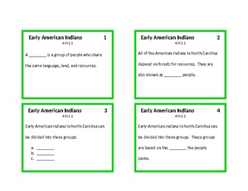 Preview of Early American Indians of NC Task Cards