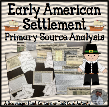 Preview of Early American Settlement Primary Source Analysis & Inquiry Task Card Activity