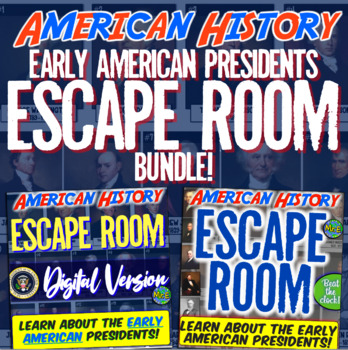 Preview of Early American US Presidents Escape Room BUNDLE | Distance Learning