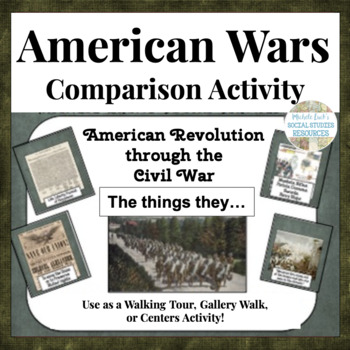 Early American Wars Comparison Activity Walking Tour Revolution Civil War 1812