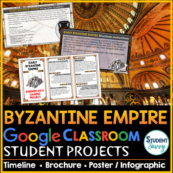 Preview of Early Byzantine Google Classroom Projects | Poster Byzantine Timeline Slides