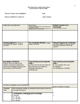 Preview of Early Childhood Aligned edTPA Lesson Plan Template - edTPA the Easy Way