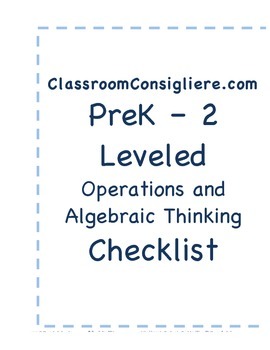 Preview of Mastery based Operations and Algebraic Thinking checklist report card for ECE