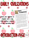 Early Civilizations Introduction Page Interactive Notebook Insert