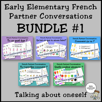 Preview of Early Elementary French Partner Conversation BUNDLE #1 (talking about oneself)