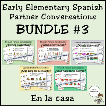 Preview of Early Elementary Spanish Partner Conversation BUNDLE #3 (en la casa)