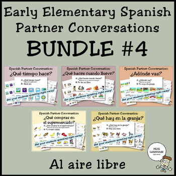 Preview of Early Elementary Spanish Partner Conversation BUNDLE #4 (al aire libre)