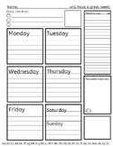 Early Elementary Student Weekly Planner Printable
