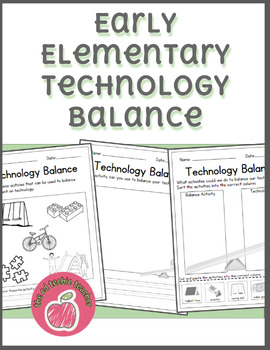 Preview of Early Elementary "Technology Balance" Worksheets