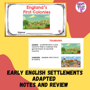 Preview of Early English Settlements Adapted Notes and Review