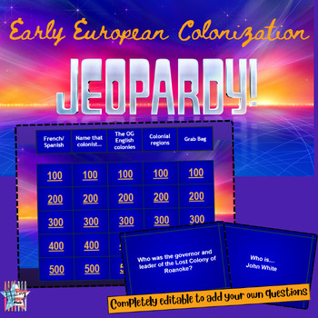 Preview of Early European Colonization Jeopardy Review Game, Interactive Game, Test Prep
