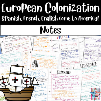 Preview of Early European Colonization of America Notes, Guided Notes, Color Coded, Unit