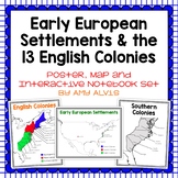 Early European Settlements & 13 English Colonies Poster and INB