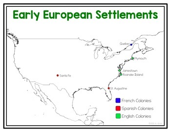 Early European Settlements & 13 English Colonies Poster and INB by Amy