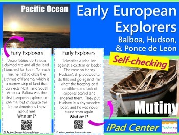 Preview of Early Explorers Task Cards with QR Codes {Balboa, Hudson, Ponce de Leon}