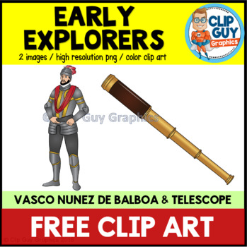 Preview of Early Explorers Balboa Telescope Clip Art FREEBIE {Clip Guy Graphics Clipart}