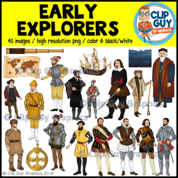 Preview of Early Explorers Clip Art Bundle {Clip Guy Graphics ClipArt}