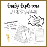 Early Explorers NO PREP Worksheets | Social Studies Packet