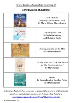 Preview of Early Explorers of Australia - A Picture Book List To Support This Topic