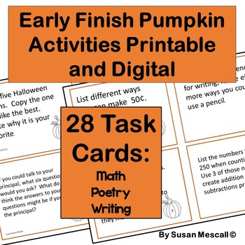 Preview of Early Finish Pumpkin Activities Printable and Digital