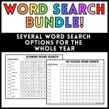 Preview of Word Search Bundle- Early Finishers Activities