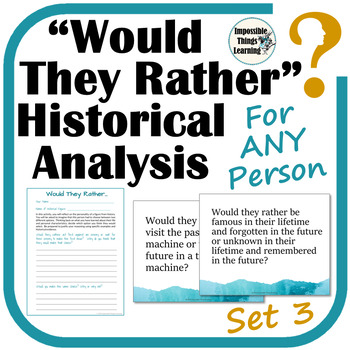 Preview of Early Finisher Activities for History Classes: "Would They Rather" (Set 3)