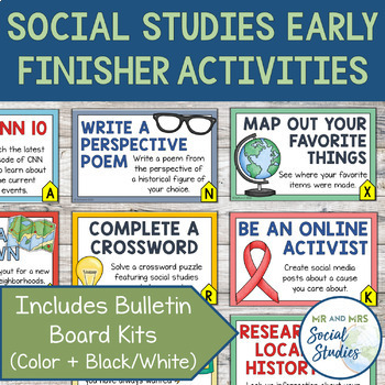 Preview of Early Finisher Activities for Social Studies (26 Activities + Bulletin Board)