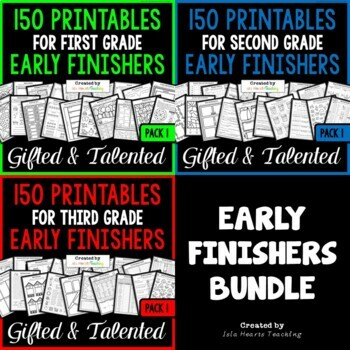 Preview of Early Finishers Enrichment Activities Fun Worksheets Packet 1st 2nd 3rd Grade