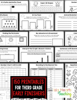 Early Finishers Activities 2nd Grade, 3rd Grade and 4th Grade (Bundle)