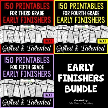 Preview of Early Finishers Enrichment Fun Activities Worksheets for 3rd 4th and 5th Grade