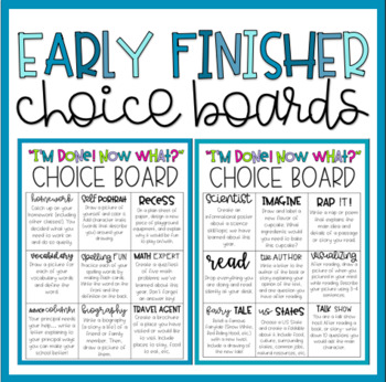 Preview of Early Finisher Choice Boards | Math, Writing & ELA review
