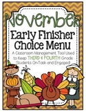 Early Finisher Choice Menu - November