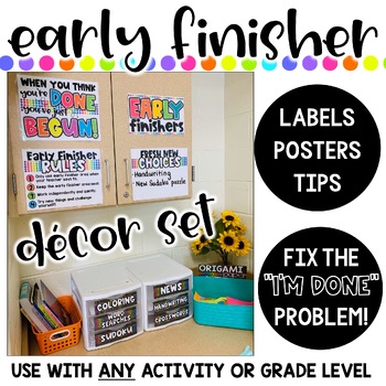 Preview of Early Finisher Decor Set | "I'M DONE" Area |  3-Drawer Storage Bin Labels