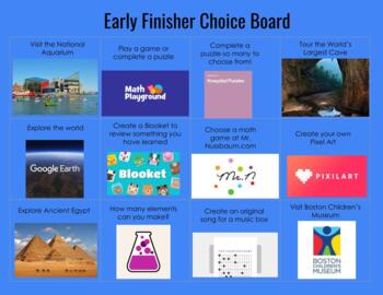 Preview of Early Finisher Digital Choice Board