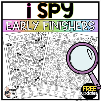 Preview of I Spy Coloring Pages Worksheets Spring Summer Early Finishers Activities Packets