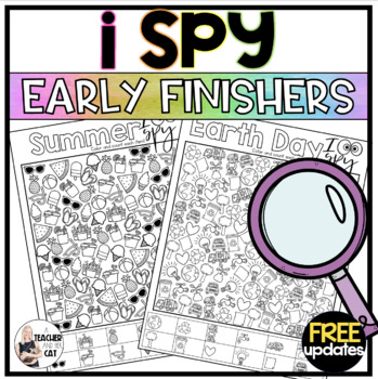 Preview of I Spy Coloring Pages Worksheets Summer Spring Early Finishers Activities Packet