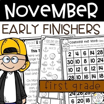 Preview of Early Finishers November Journals First Grade